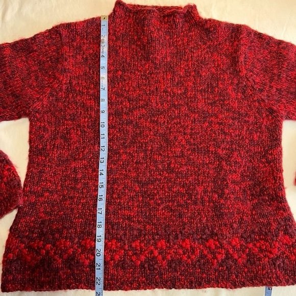 Field Gear wool blend, women's LG, acrylic wool, red multicolor sweater - Picture 6 of 8